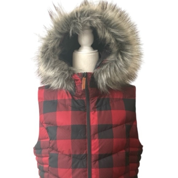 Alpine Design down vest buffalo plaid removable Hood fall winter large NWT - Picture 7 of 13
